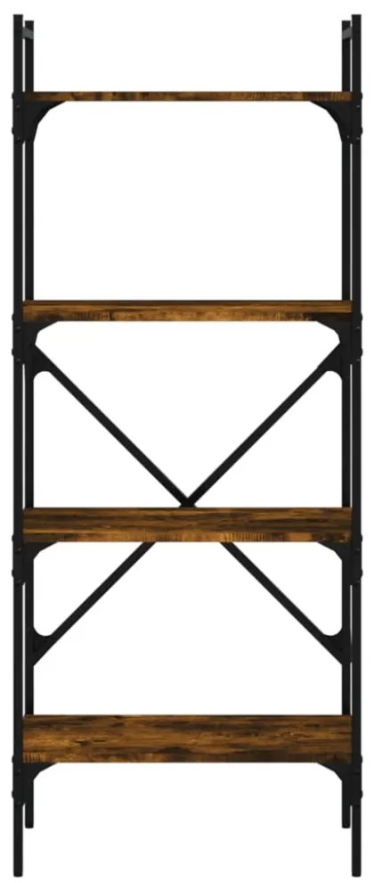 4 szintes füstös tölgy színű fa könyvespolc 56x31,5x138,5 cm