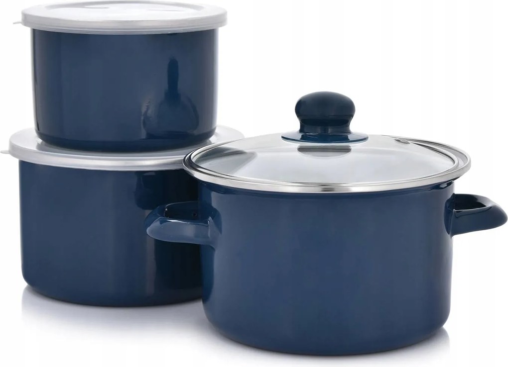 Zománcozott edénykészlet 3 részes sötétkék Emalia Olkusz