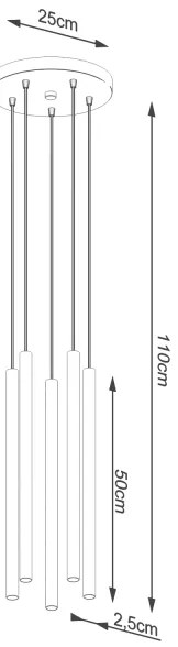 Sollux SL.1176 - Csillár zsinóron PASTELO 5xG9/8W/230V fekete