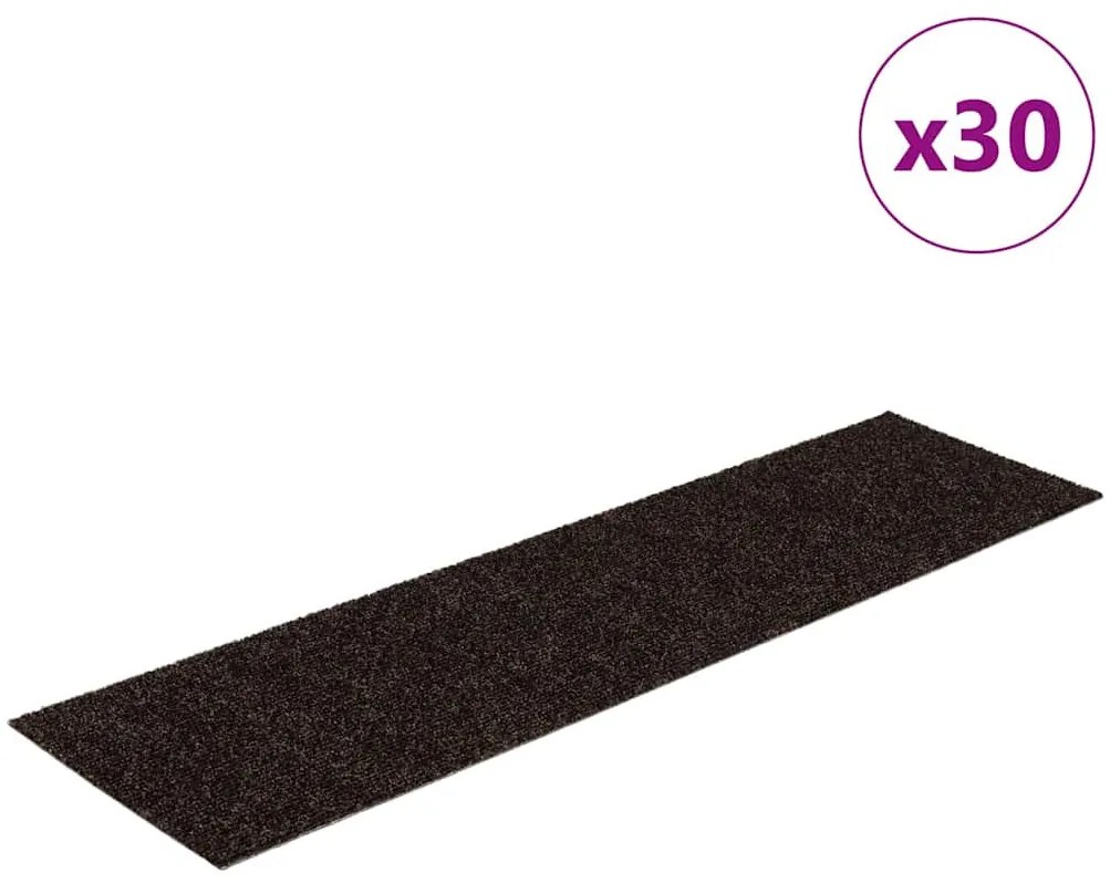 öntapadós lépcsőszőnyegek 30 db sötétbarna, téglalap alakú, 76 x 20 cm