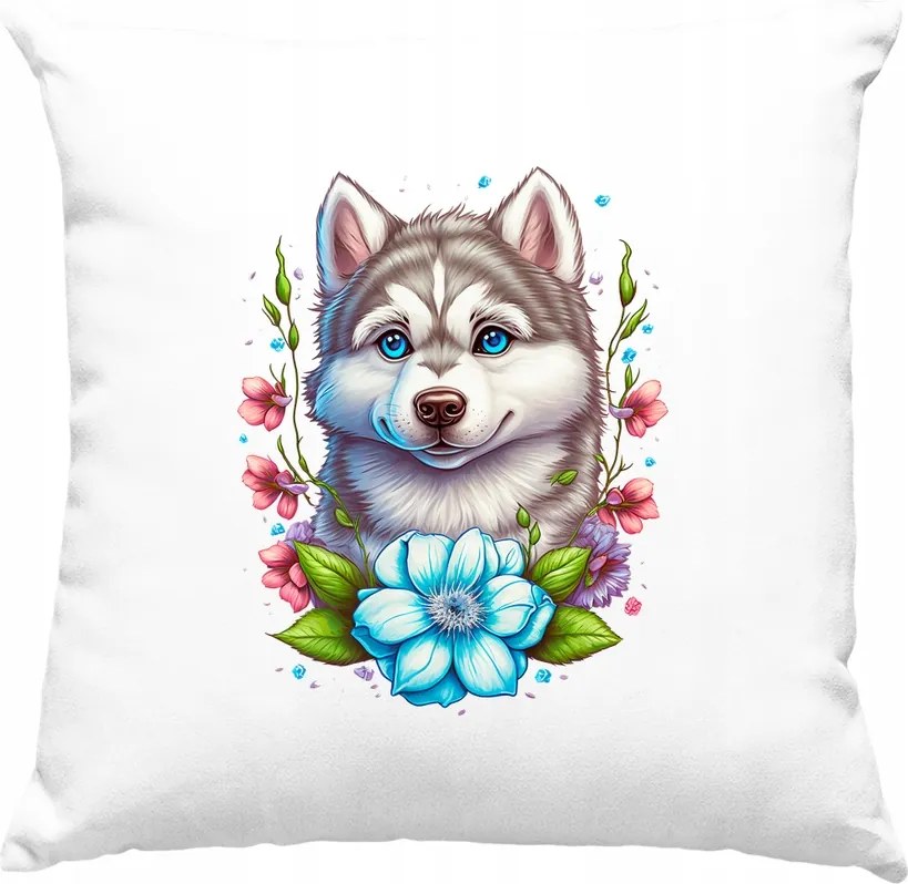 Kutya párna Kutya Virágok Művészet 12 Fehér