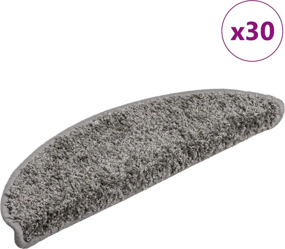 vidaXL 30 db szürke félkör alakú lépcsőszőnyeg 56 x 17 x 3 cm