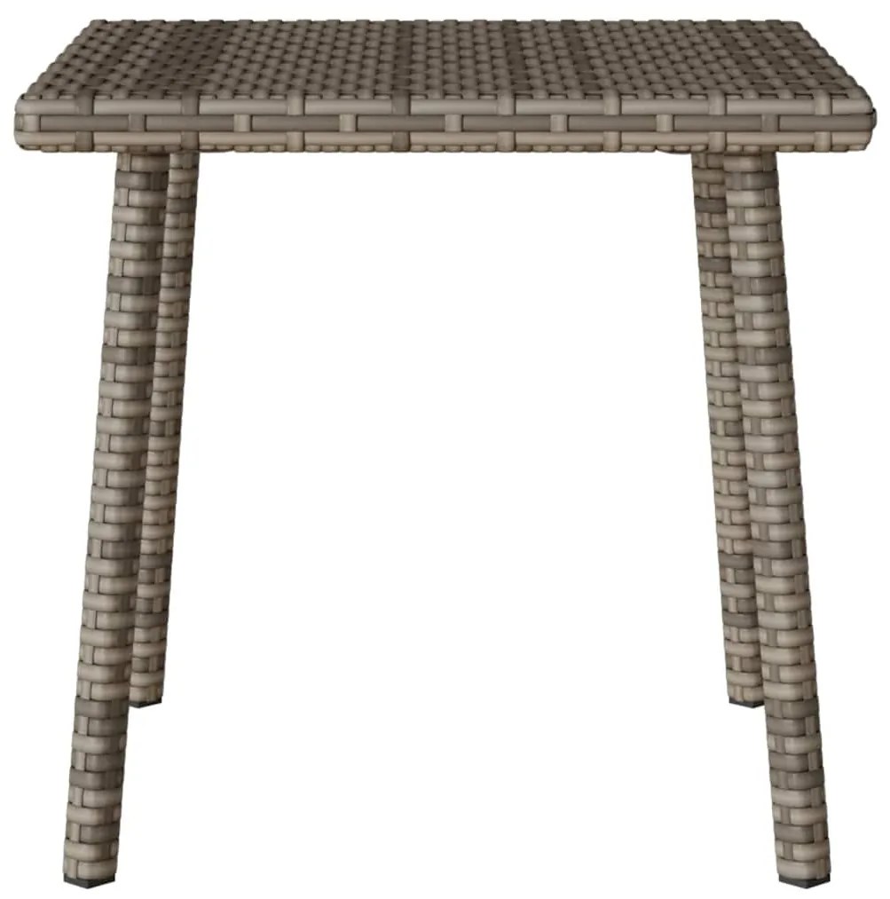 téglalap szürke polyrattan kerti dohányzóasztal 40x40x37cm