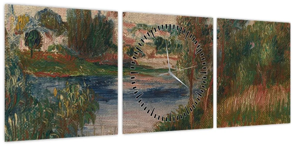 Kép - Auguste Renoir, Landscape at Vetheuil, reprodukciók (órával) (90x30 cm)