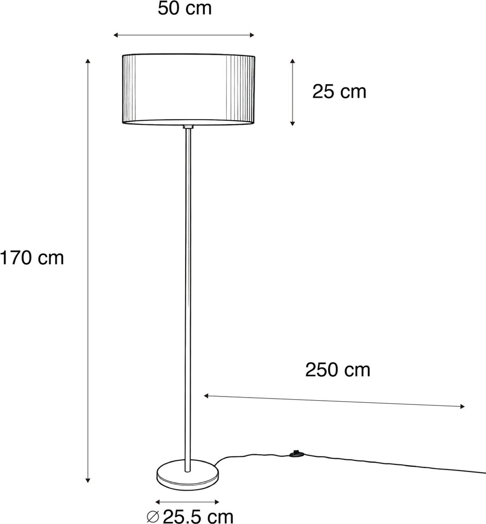 Japandi vloerlamp beige met kap bruin en beige gestreept 50cm - Simplo