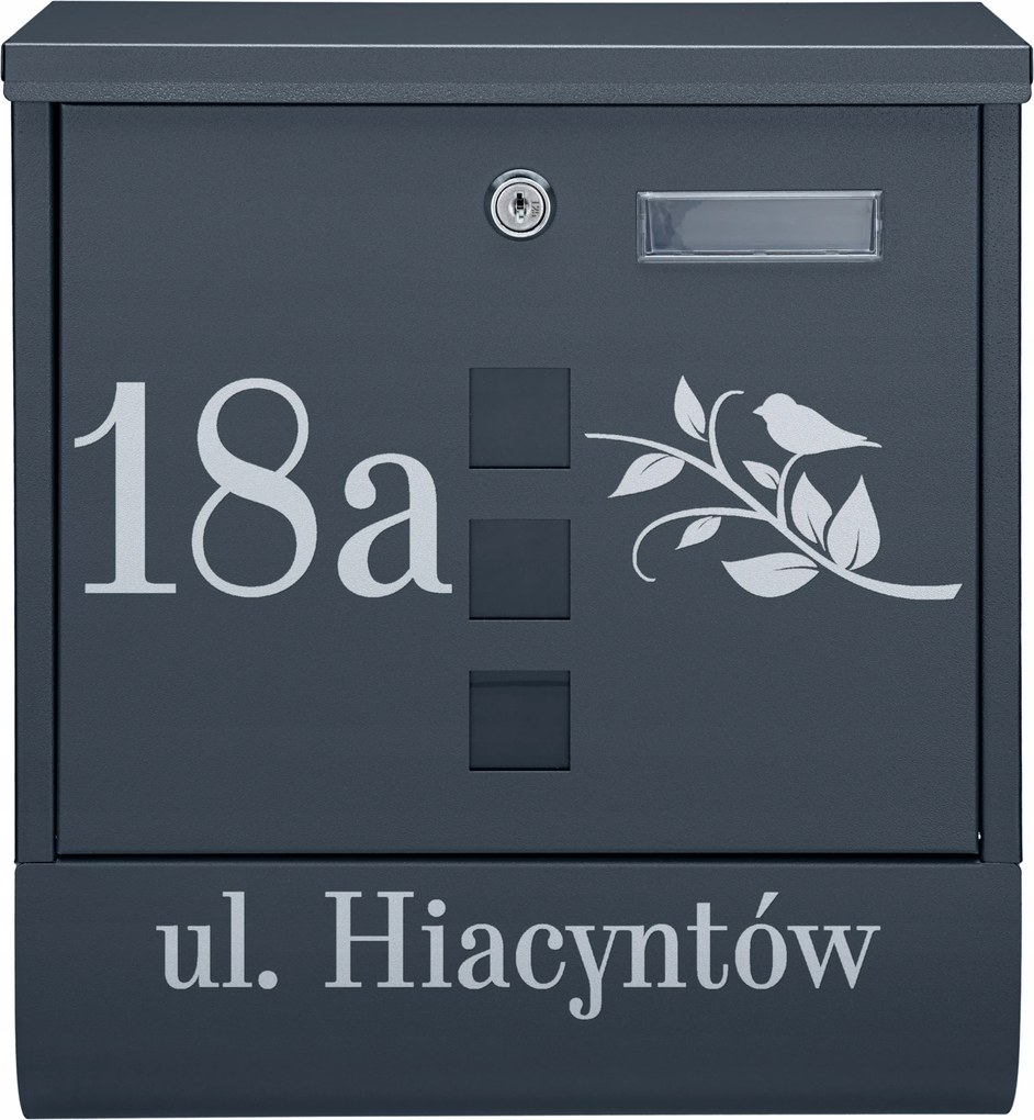 Postaláda Tubus Antracit Mintás Felirattal