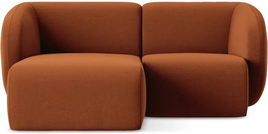 Terrakotta színű bársony sarokkanapé (bal oldali-heverő résszel) Lani – Makamii