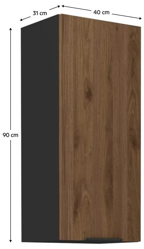 Felső konyhaszekrény Monzesa 40 G 90 1F (okapi dió + fekete) . 1096965