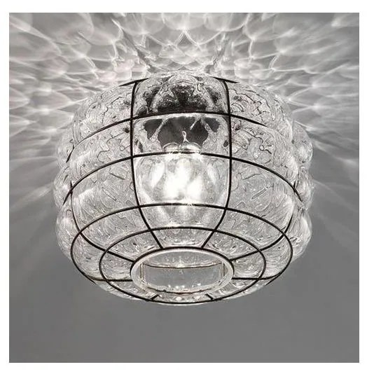 SIRU - Mennyezeti lámpa TERRA 1xE27/60W/230V fekete/átlátszó Velencei üveg