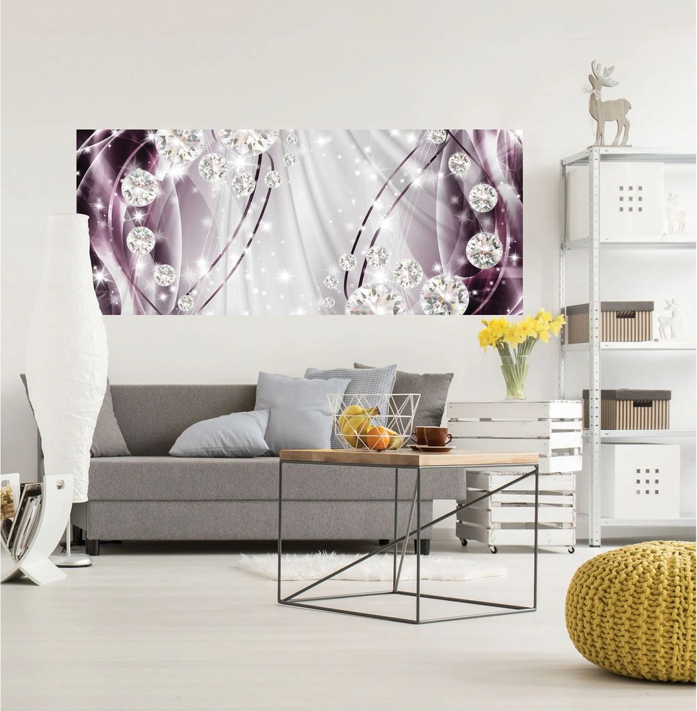 Fotótapéta Gyémánt csillogás Luxus 250x104 Ezüst ékezetek a nappaliba +ragasztó
