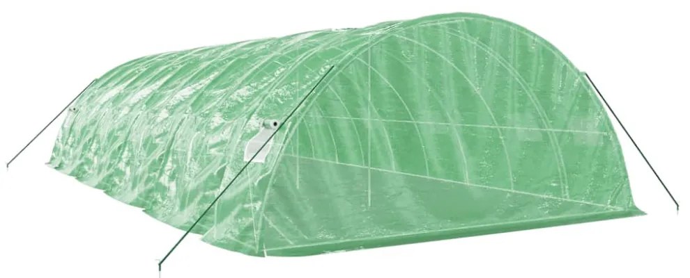 zöld acélvázas melegház 50 m² 10 x 5 x 2,3 m