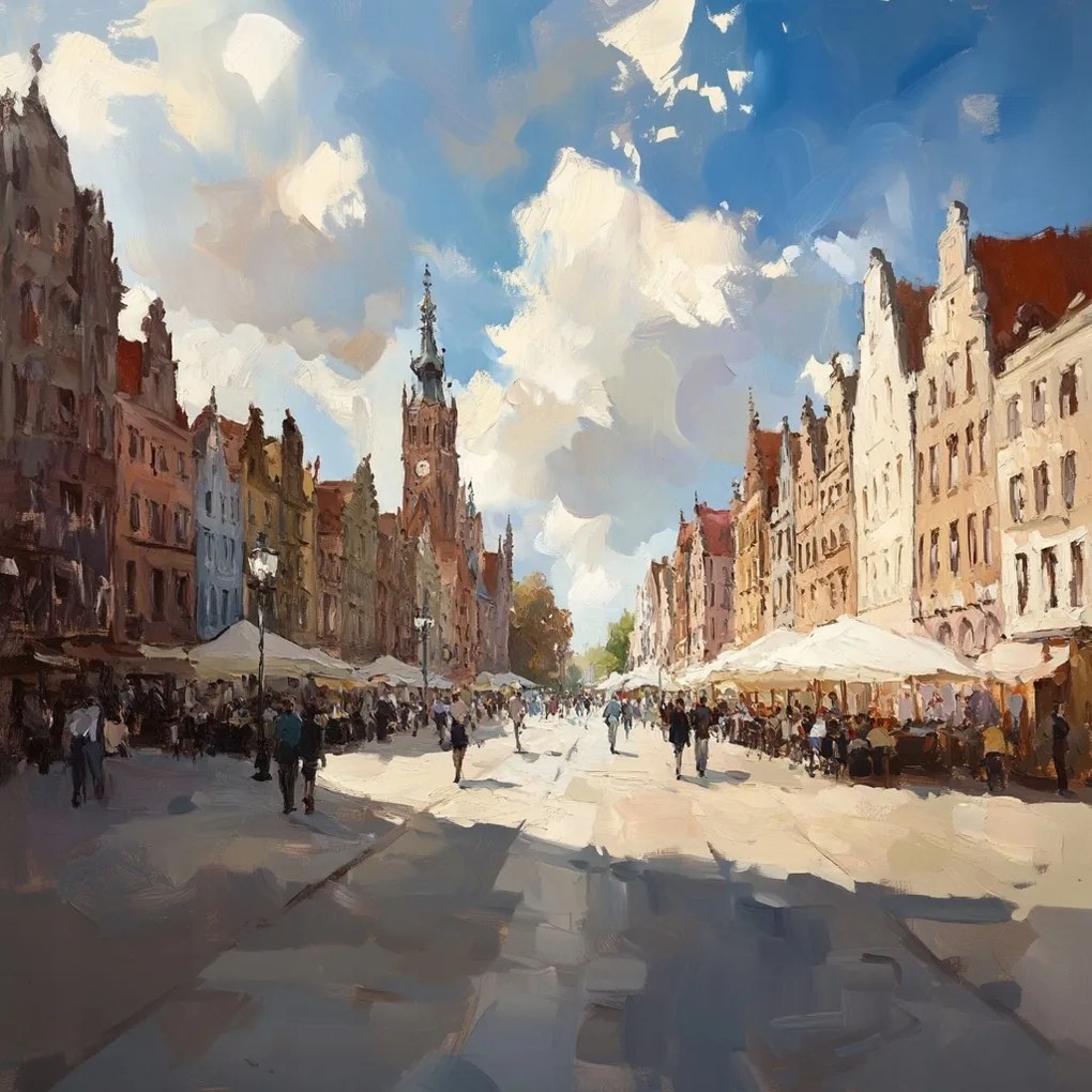 Vászonkép Canvas Építészet Város Gdańsk Utca Hosszú Piac 80x80