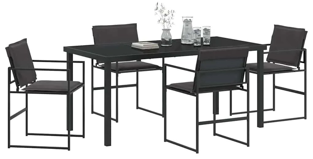 Kert étkező szett 5 pcs Fekete 160 x 80 x 73 cm