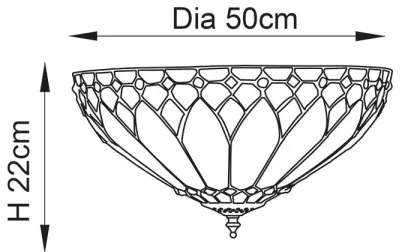 Endon 63973 - Tiffany BROOKLYN mennyezeti lámpa 2xE14/60W/230V, átmérő 50 cm