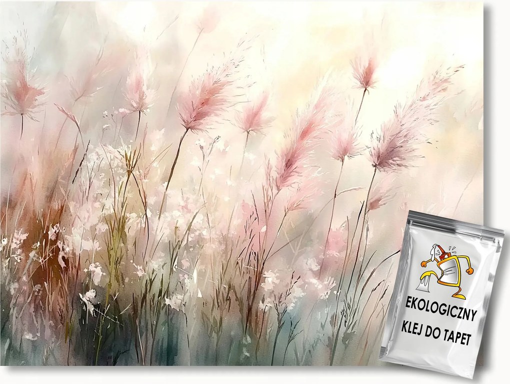 Fotótapéta Flizelina Természet Rét Fű Mező Virágok Pehely Boho 150x105 ragasztó