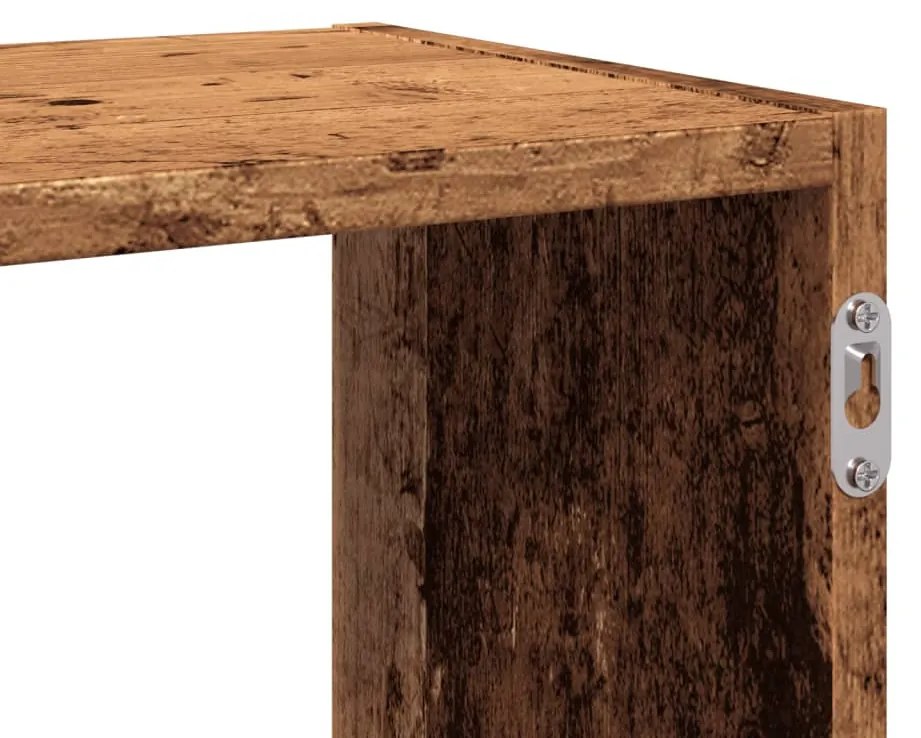 antik fa színű szerelt fa fali polc 100 x 25 x 50 cm