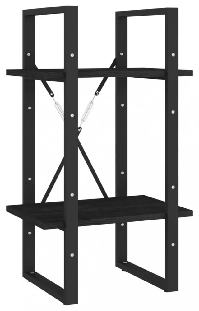 ötszintes fekete fenyőfa könyvszekrény 40 x 30 x 175 cm