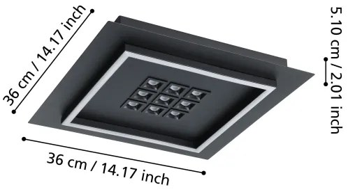 Eglo 901192 - LED Dimmelhető mennyezeti lámpa BALAZOTE LED/21,4W/230V fekete +RC