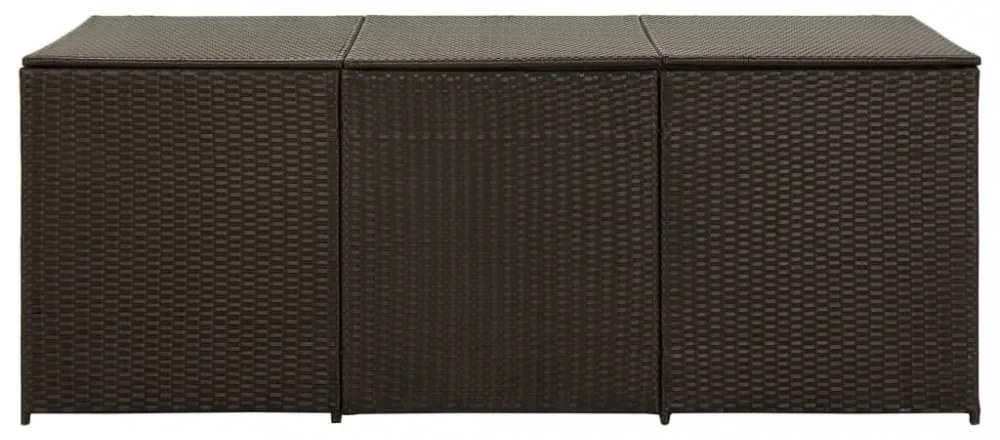 barna polyrattan kerti tárolóláda 180 x 90 x 70 cm