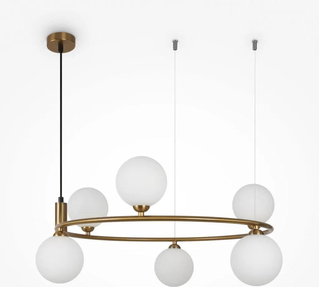 MAYTONI MOD013PL-06BS1 RING Modern Függesztett Lámpa Fehér, Sárgaréz G9 IP20