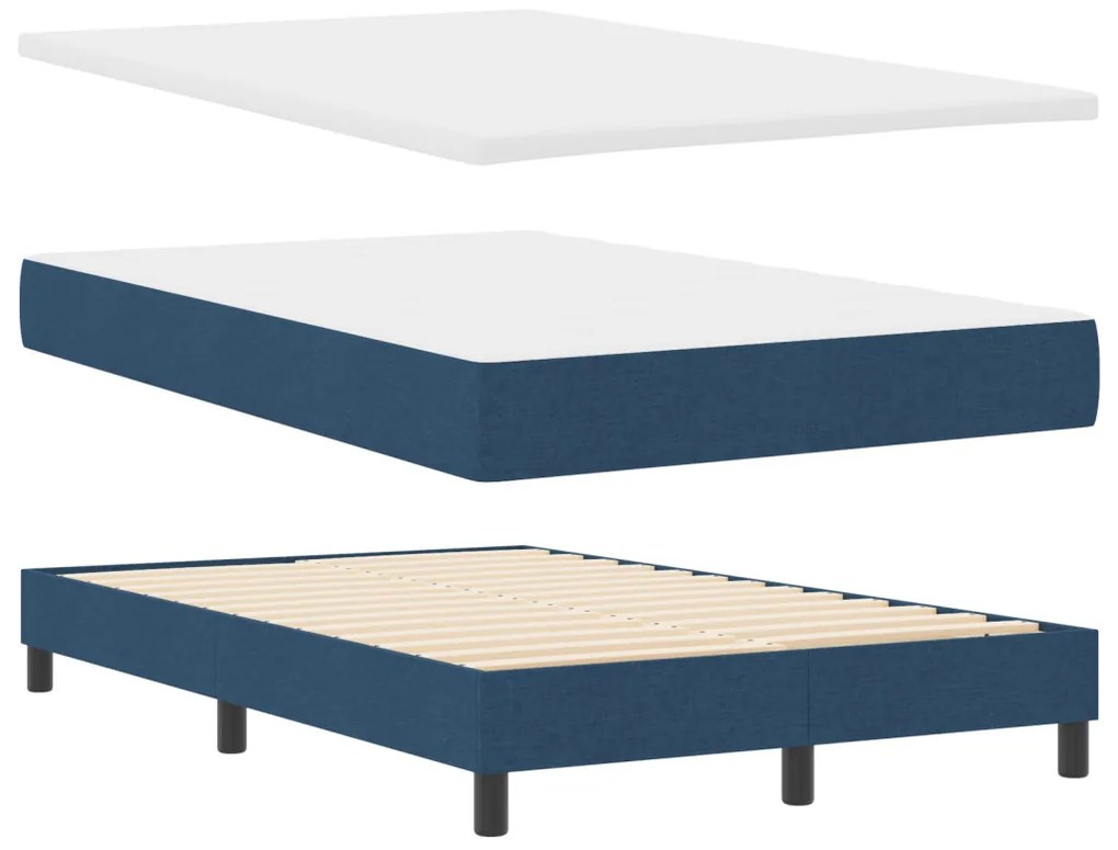 Boxspring Ágy Mattress-szel és LED Kék 120x200 cm Szövet