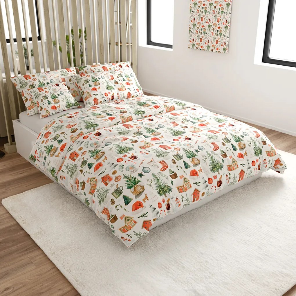 Mikroflanel ágyneműhuzat FESTIVE MAGIC fehér Ágyneműhuzat mérete: 70 x 90 cm | 140 x 200 cm