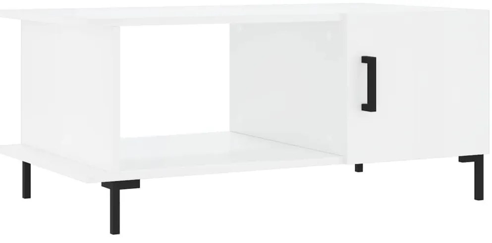 Magasfényű fehér szerelt fa dohányzóasztal 90 x 50 x 40 cm
