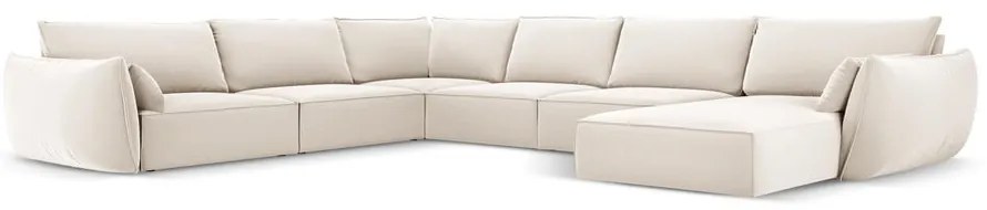Bézs bársony sarokkanapé (bal oldali-U alakú) Vanda – Mazzini Sofas