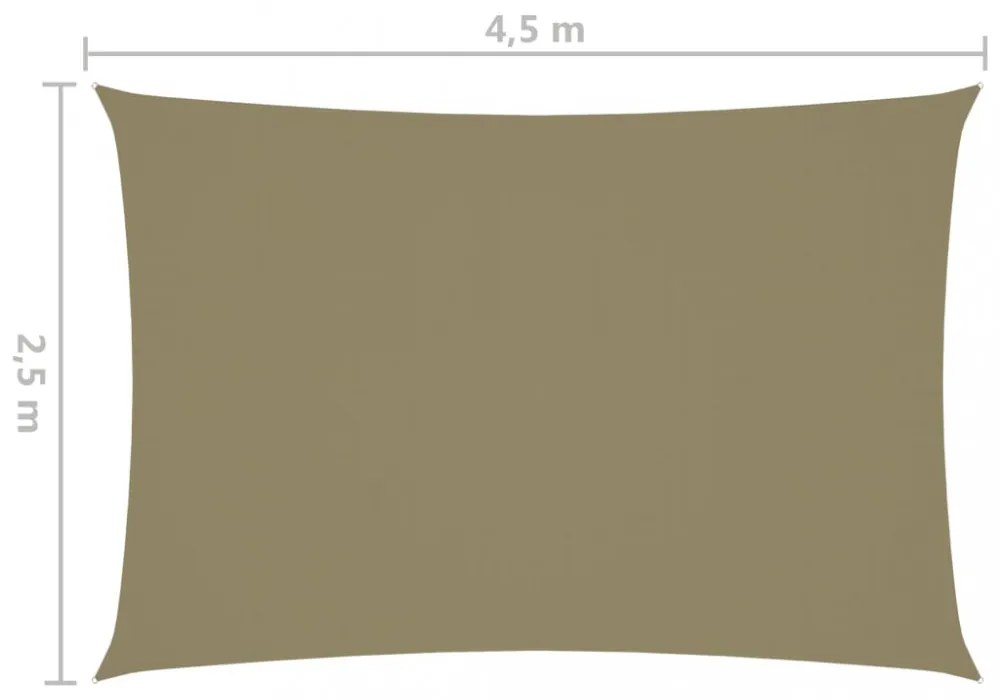 bézs téglalap alakú oxford-szövet napvitorla 2,5 x 4,5 m