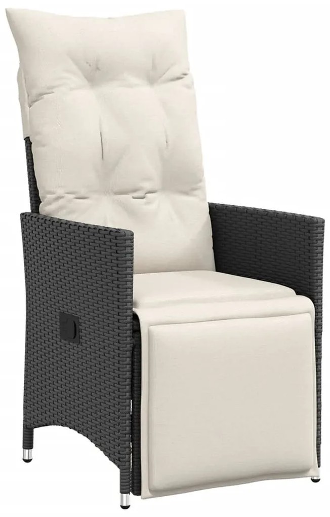 3 részes fekete polyrattan bisztrógarnitúra párnával