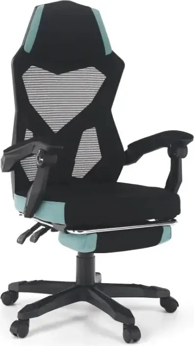 Irodai/gamer szék, fekete/neomint, teherbírás 150 kg, JORIK NEW