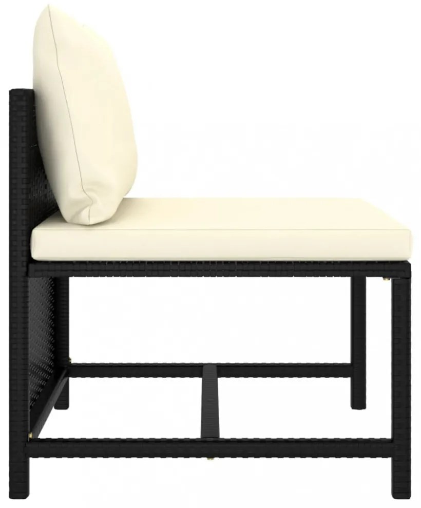 vidaXL 10 részes fekete polyrattan kerti bútorszett párnákkal