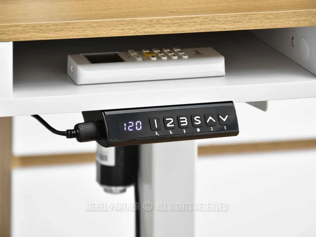 PC asztal Osto 120 (fehér tölgy + fekete). Akció -30%. 1109814