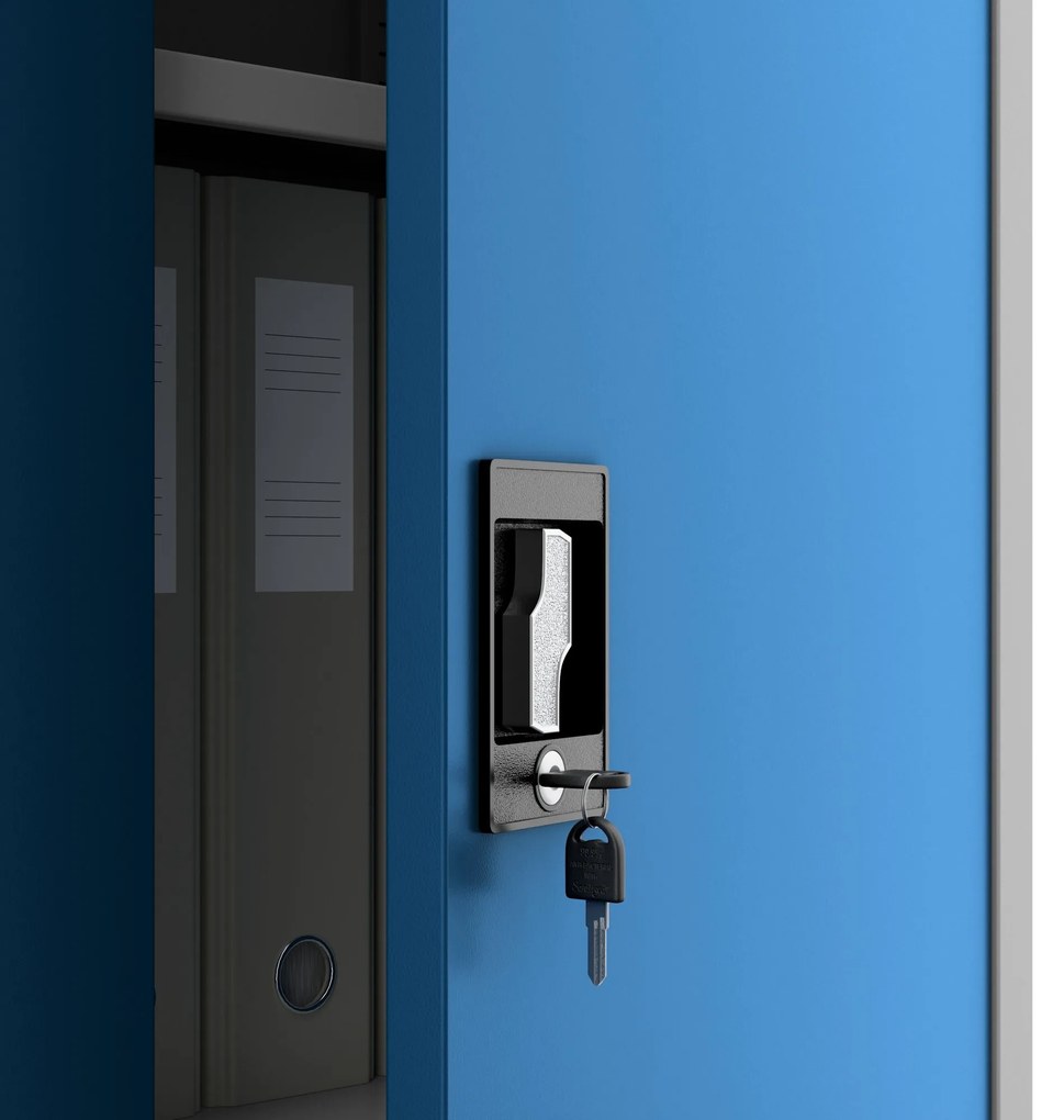 Fém iratszekrény JAN, 900 x 1850 x 400 mm, szürke-kék