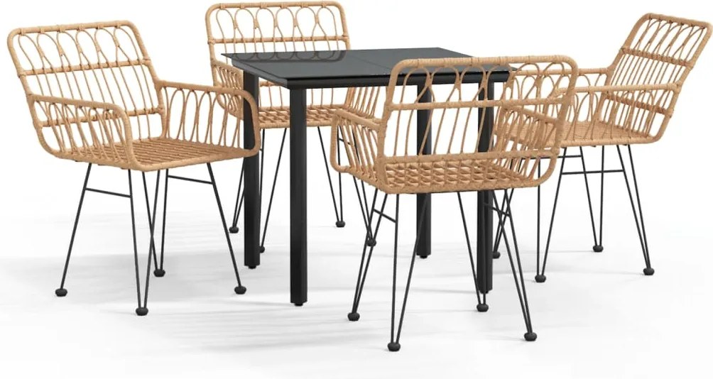 vidaXL 5 részes polyrattan kerti étkezőgarnitúra