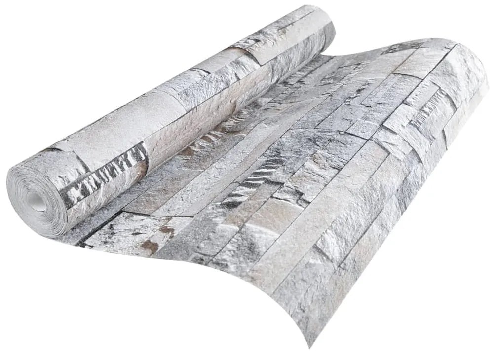 szürke és barna kőhatású nem szőtt 3D tapéta 10 x 0,53 m