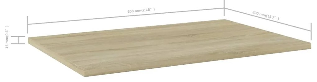 4 db sonoma tölgy színű szerelt fa könyvespolc 60 x 40 x 1,5 cm