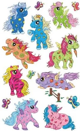 Matrica, fólia, 1 ív, 76x120 mm, AVERY ZWECKFORM, Z-Design No.56063, unikornis (AY56063)