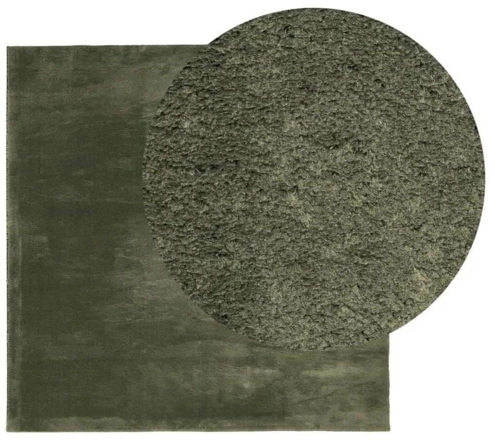 HUARTE erdőzöld rövid szálú puha és mosható szőnyeg 200x200 cm