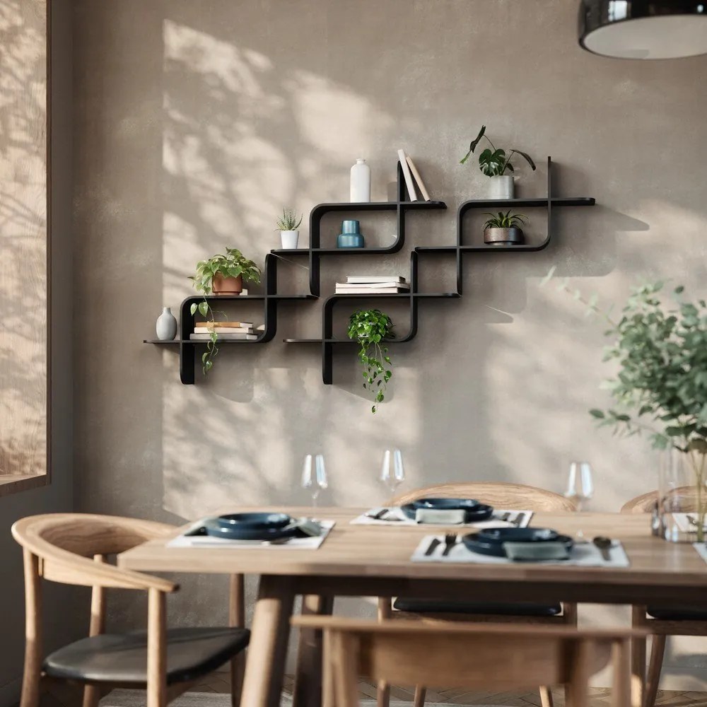 Fekete többszintes kaucsukfa fali polc 62 cm Montage – Umbra