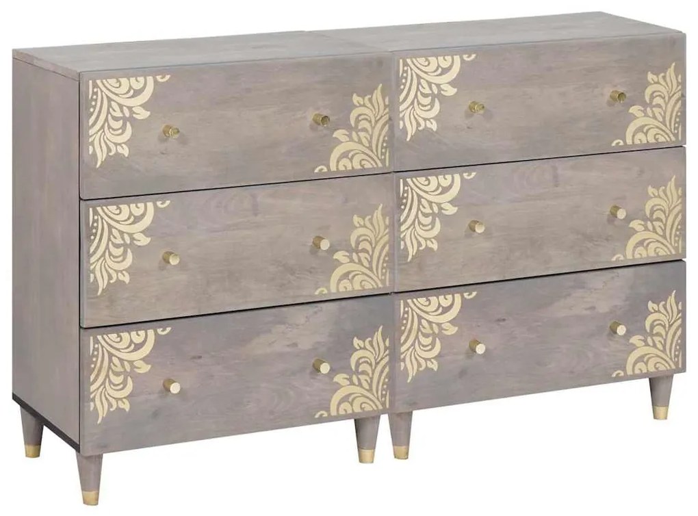 Széf fiókkal 2 pcs Szürke 60 x 33.5 x 75 cm Tömör mangófa