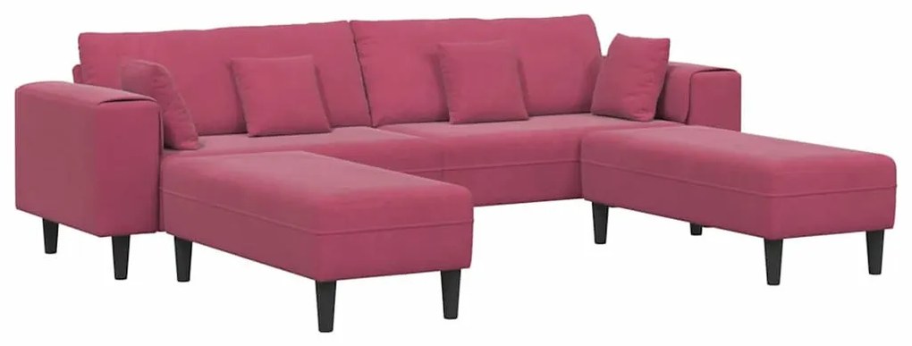 Bársony Kanapé párnával 3 pcs Bordó 208 cm Bársony