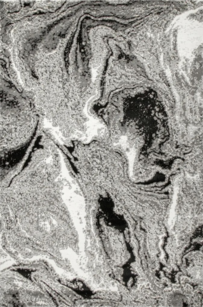 Fényes Szürke Fekete Ezüst Allora Szőnyeg Márvány Beton 120x170 cm