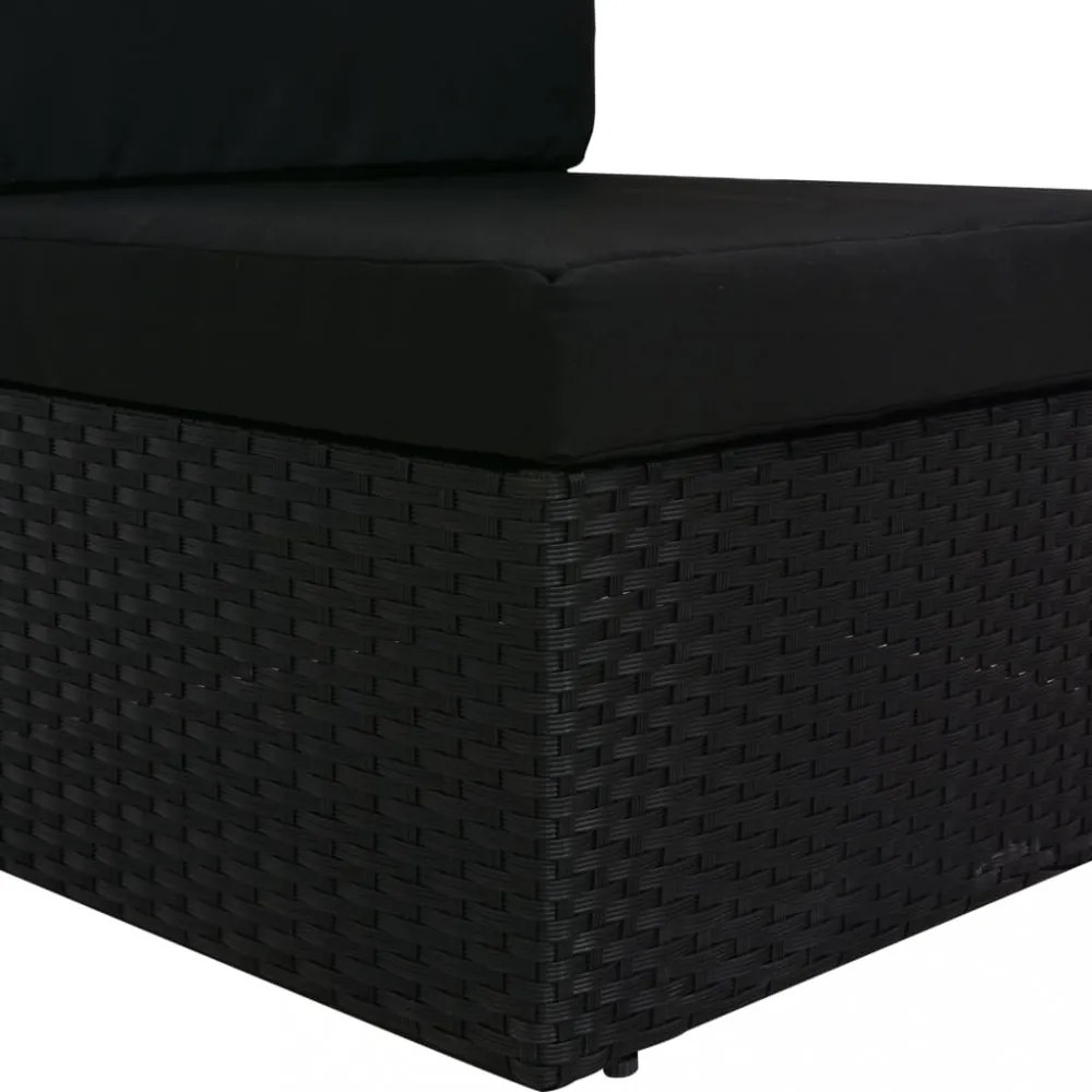 fekete polyrattan sarokkanapé-elem bal oldali karfával