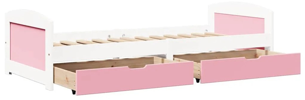 Napozóágy 2 fiókkal matrac nélkül IRUN Fehér&amp;Rózsaszín 90x200cm