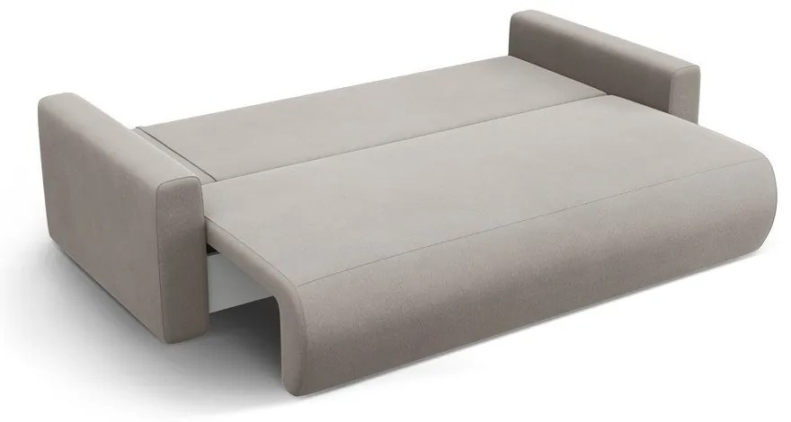 Világosszürke bársony kinyitható tárolóhelyes kanapé 238 cm Belfast – Cosmopolitan Design