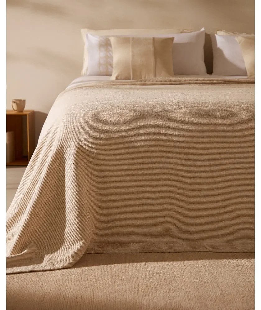 Bézs pamut ágytakaró franciaágyra 180x250 cm Bedar – Kave Home