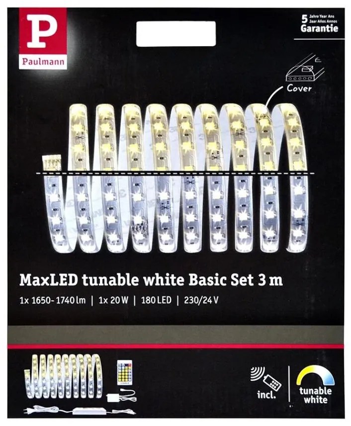 Paulmann 70624 - LED/20W állítható fényerő, MAXLED szalag 3m 230V + távirányító