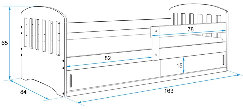 Gyerekágy CLASSIC 1 160x80 cm Fenyő