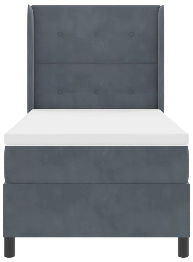 Boxspring Ágy Matrac Praktikus Szürke 100x200 cm Bársonyos